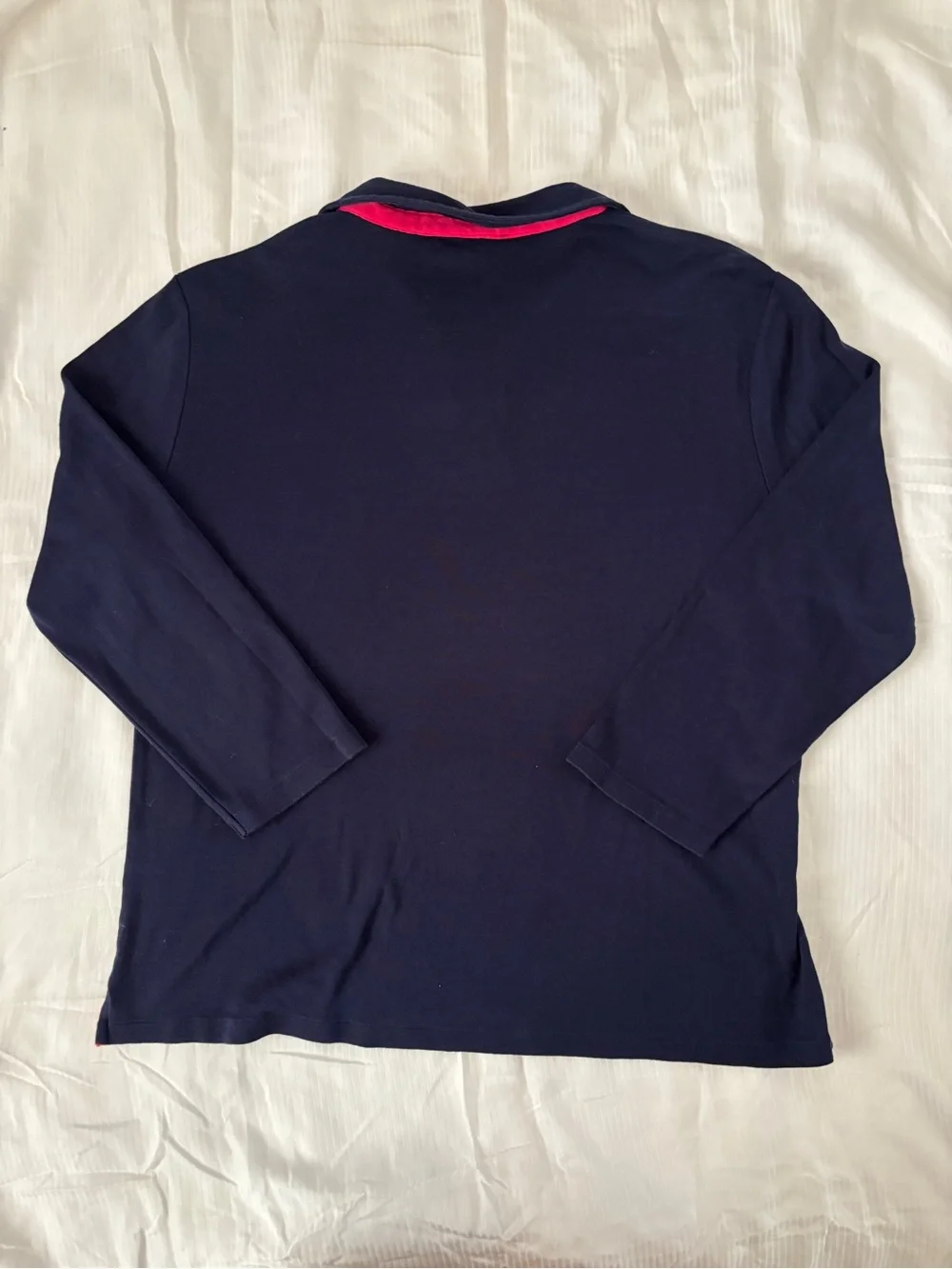 Ralph Lauren Navy Long-Sleeve Polo with Pink Accents